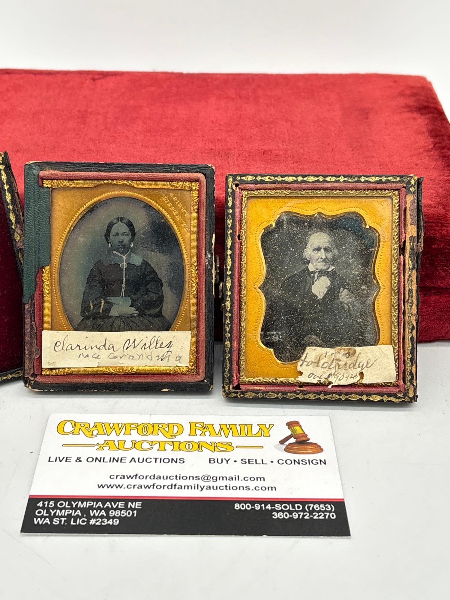 2x Antique Early 1800'S daguerreotype Photo of Man & Woman Relatives (1 of 4)