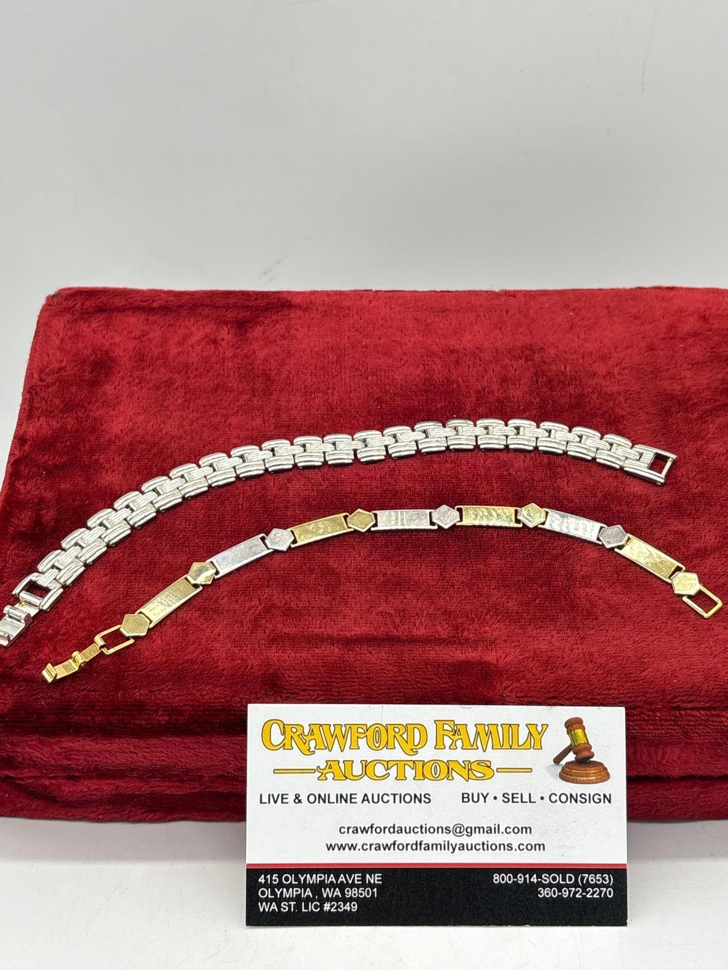 pair of 925 Sterling Link Bracelets , 1 is 925 Vermeil (gold plated Sterling ) 40.79 grams: C-414 Both Marked 