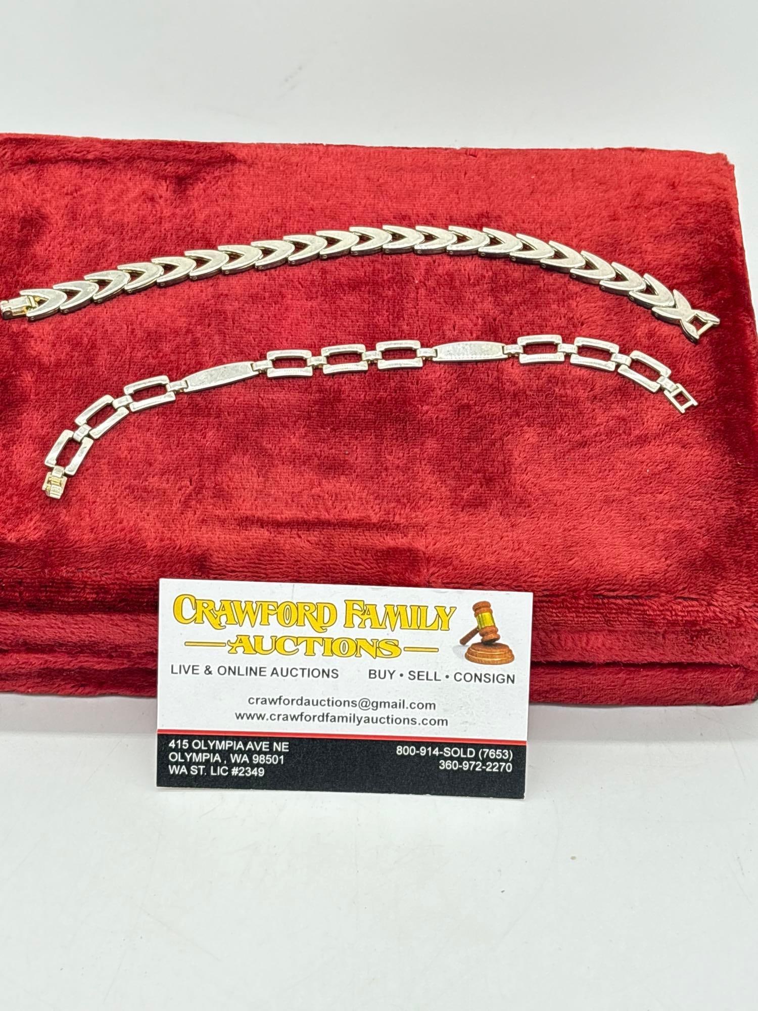 Pair of sterling silver Link bracelets 32.28 Grams: C-414
