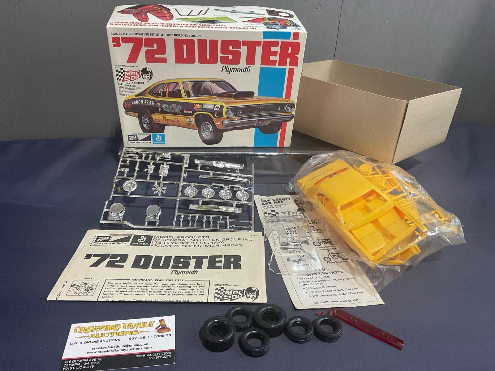 Vintage & Rare MPC 1/25 Scale Model Kit Plymouth 1972 Duster, NIP: All from the same consignors collection, some may have some dust from storage. Appears to be in fair to good shape, the box has some shelf wear, appears to be complete. The box measures approx 4.5h x 