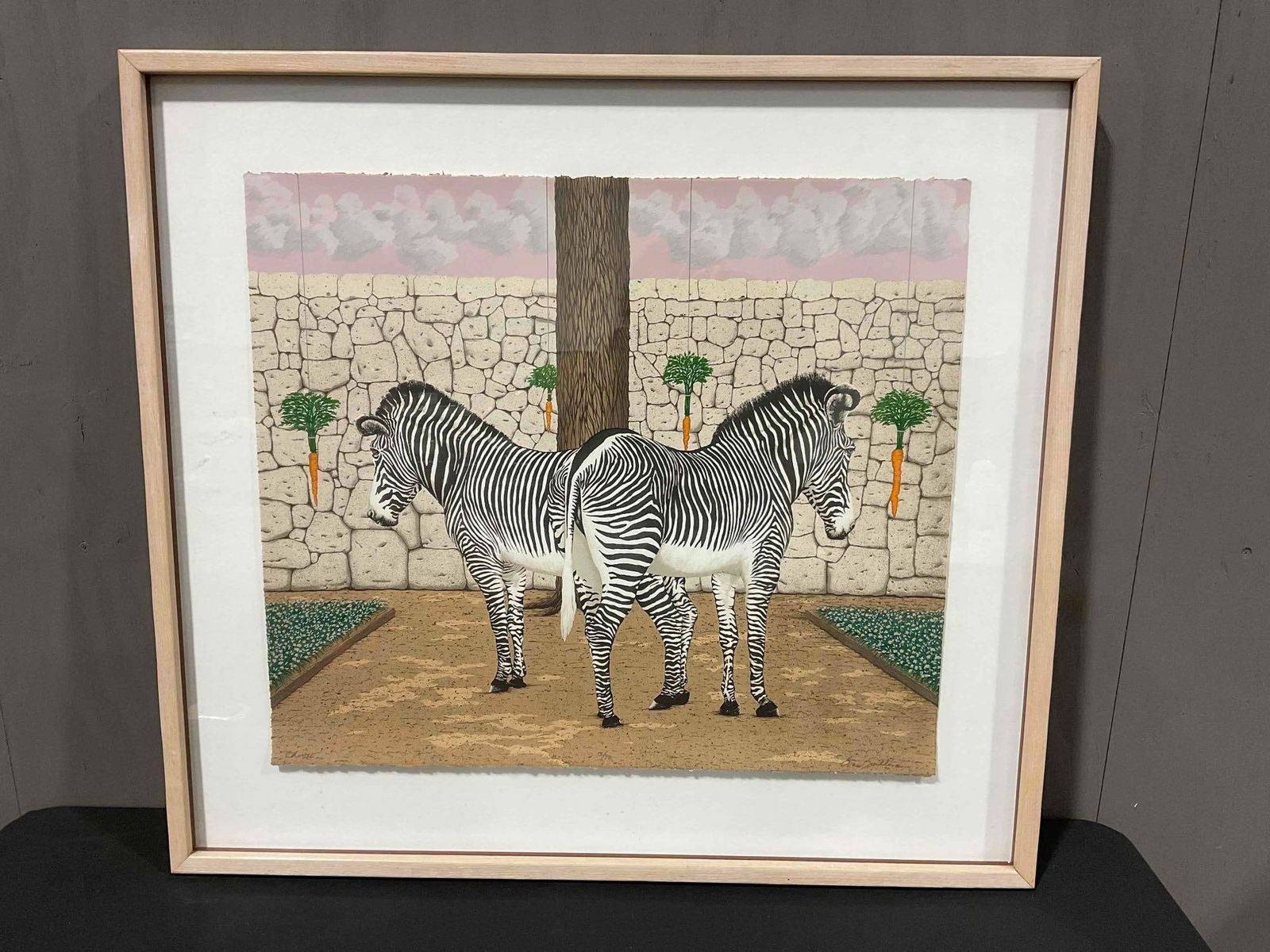 Framed Lithograph of Zebras "Choices" Ltd. Ed. 2/90 Signed Brad Sullivan. 34" x 31" See pics. (1 of 8)