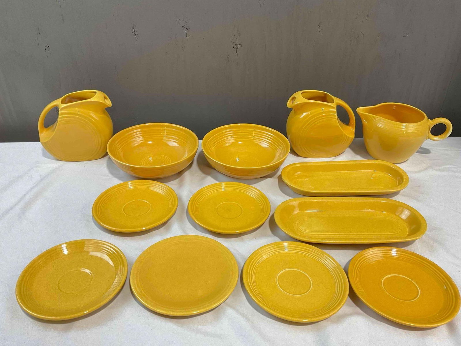 13 pcs Daffodil Yellow Fiesta Ware Ceramic Dish Assortment. Excellent Condition. See pics. (1 of 8)