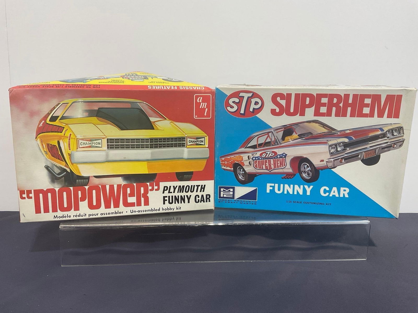 AMT & MPC 1:25 Scale Model Car Kits, Plymouth Funny Cars, Mopower & Superhemi (1 of 3)