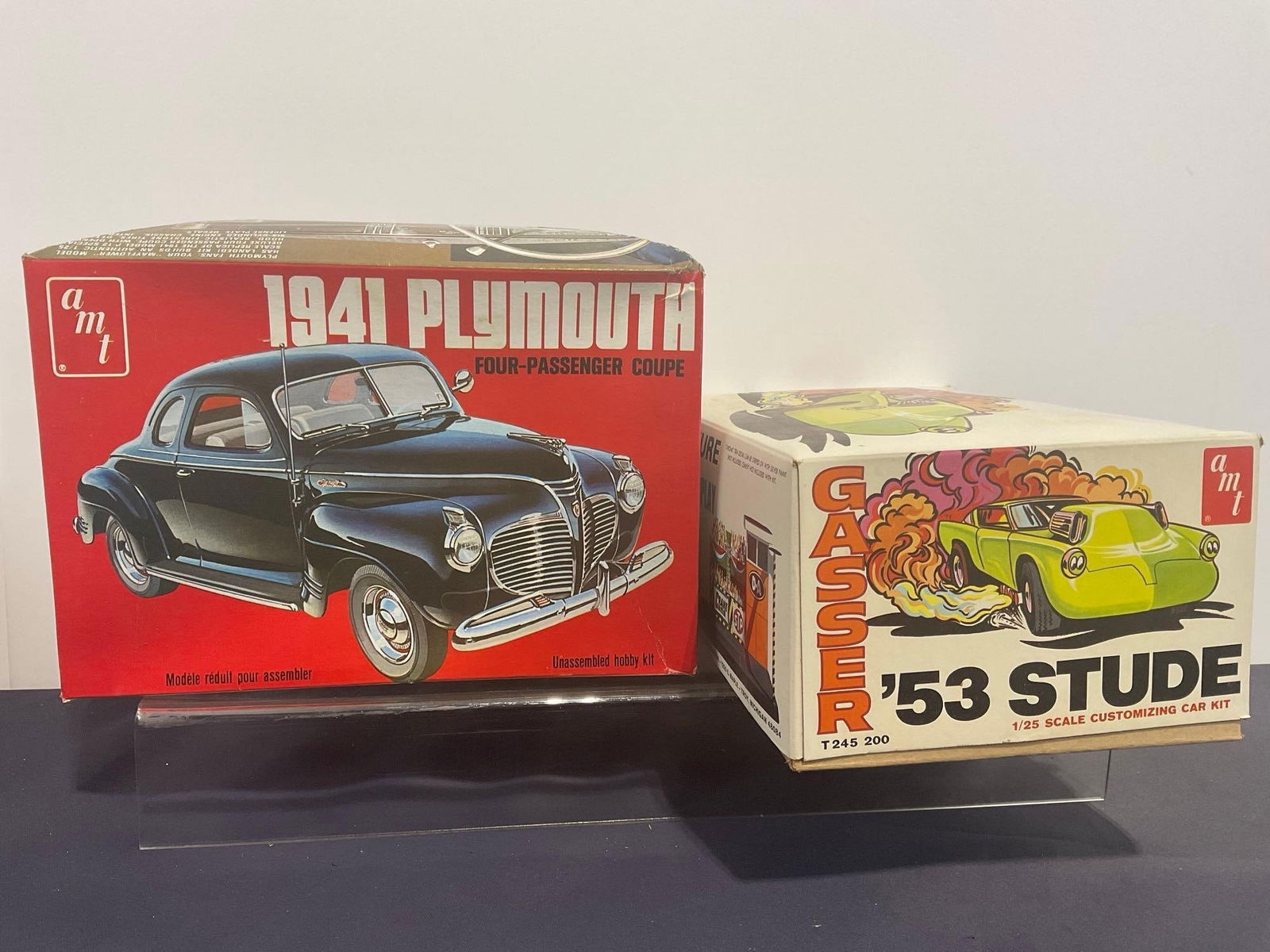 Pair of AMT 1/25 Scale Car Model Kits, 1941 Plymouth & 1953 Studebaker Gasser (1 of 4)