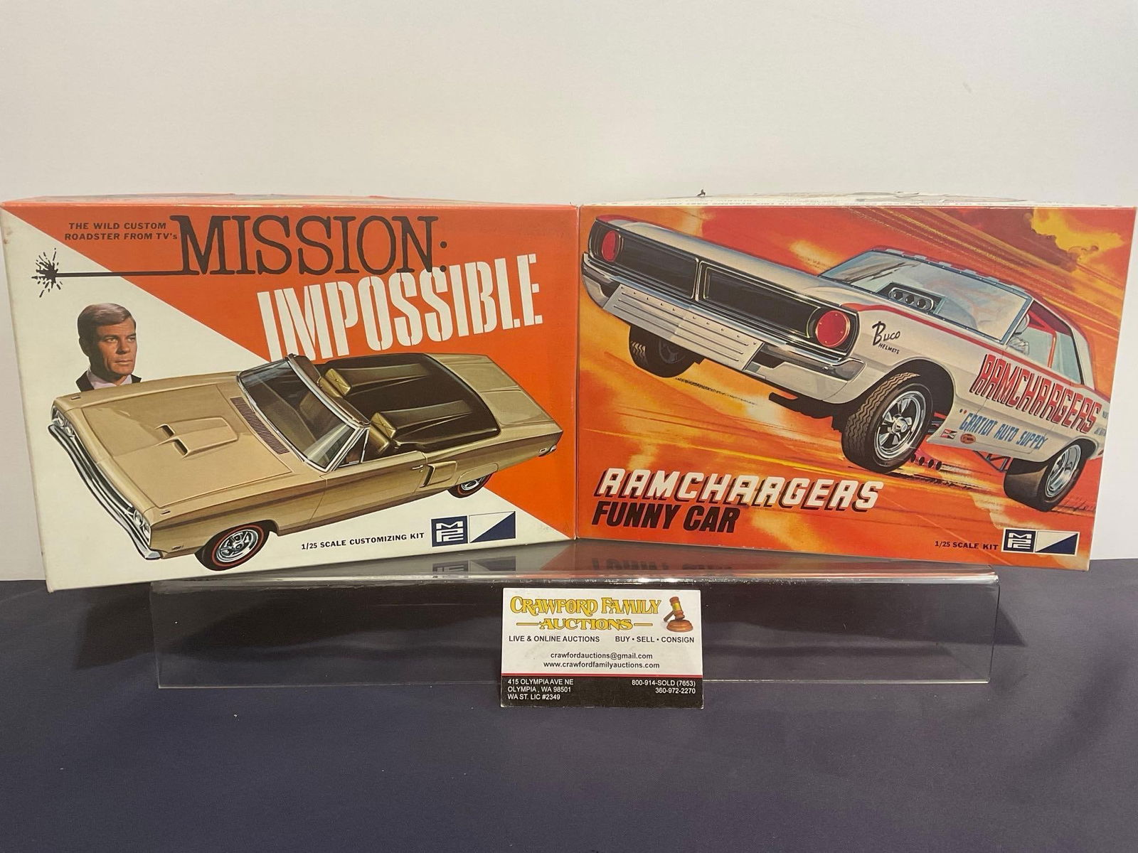 Pair of MPC 1/25 Scale Car Model Kits, Armchargers Funny Car & Mission: Impossible Open Roadster (1 of 3)