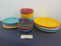 Fiestaware China, approx 19 pieces, various colors and eras, Sunflower, Coral, Eggplant & more