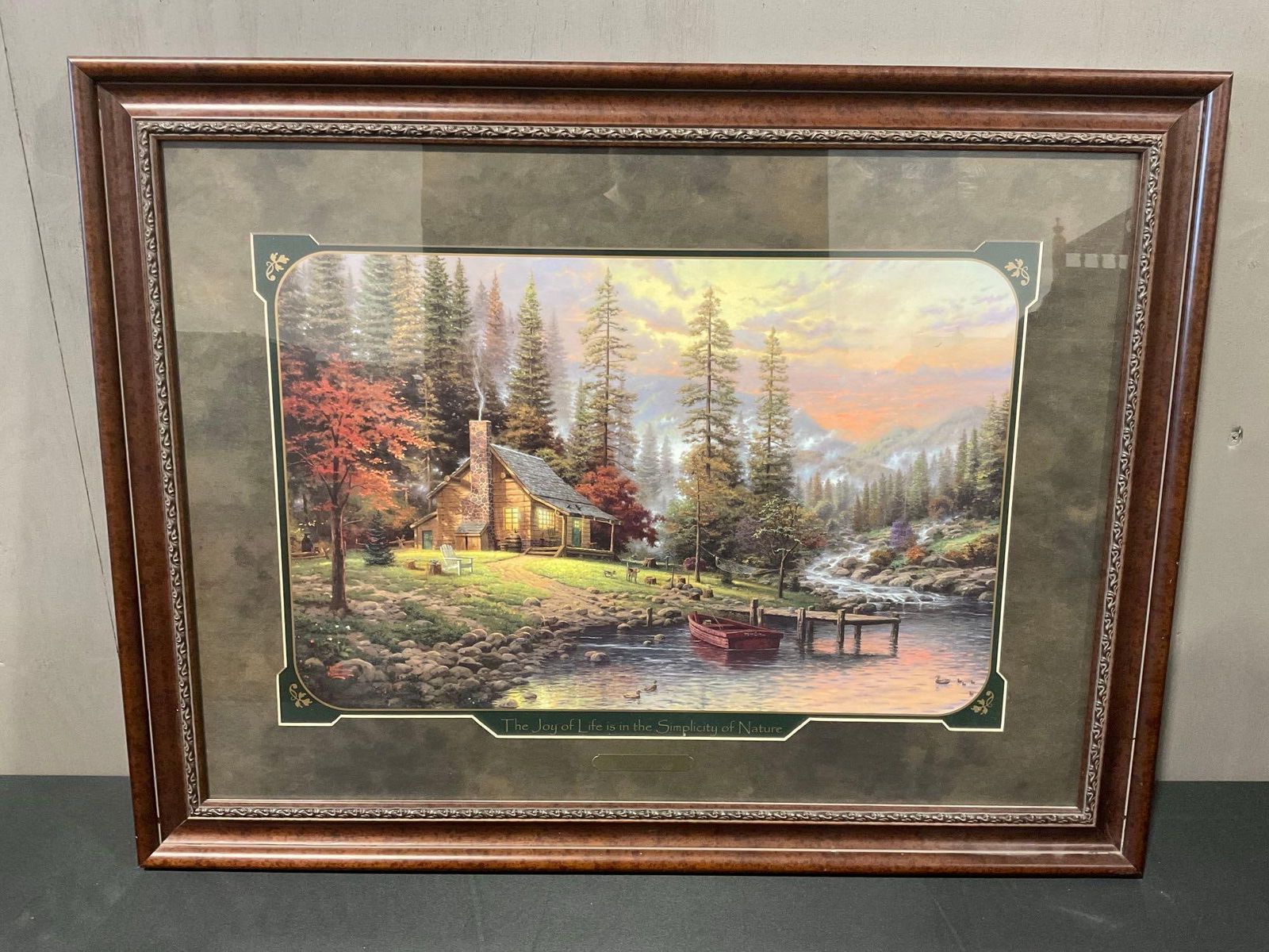 Framed Thomas Kinkade Accent Print w/ COA, A Peaceful Retreat, 23h x 30w inches (1 of 6)