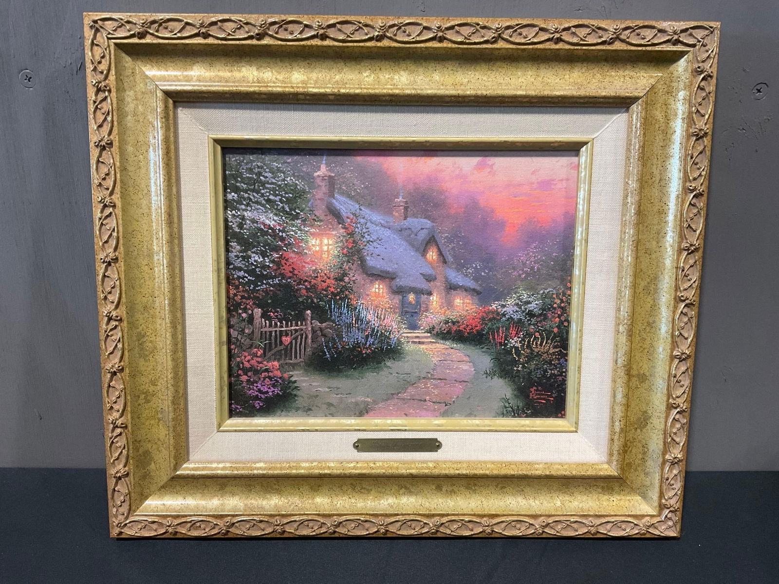 Framed Thomas Kinkade Accent Print w/ COA, Glory of Evening, measures 14.5h x 16.5w inches (1 of 6)