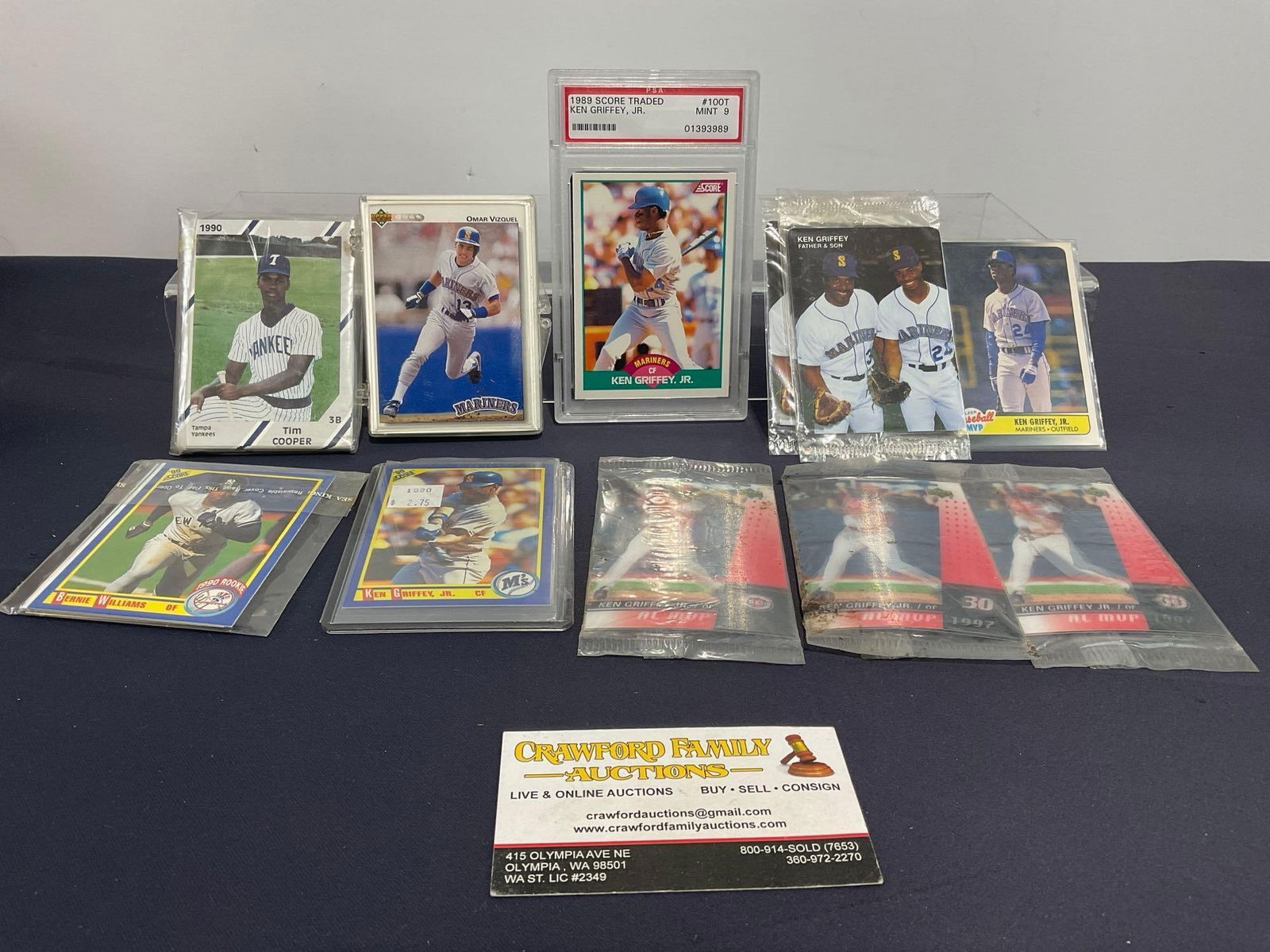 Selection of Baseball Cards, Score 1989 Traded Ken Griffey Jr Mint #9 PSA Graded & 11 other cards (1 of 5)