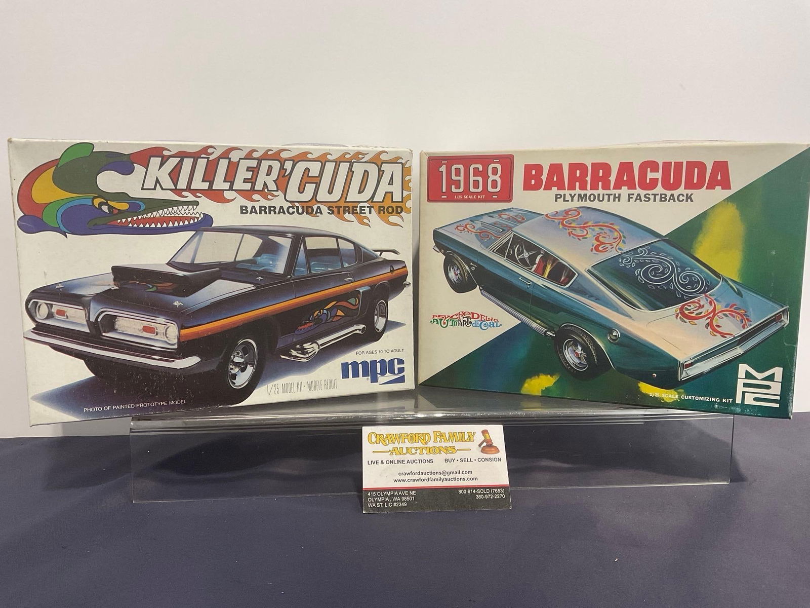 Pair of Vintage MPC Model Car Kits, 1:25 Scale, Plymouth 1968 Barracuda & Killer Cuda (1 of 3)