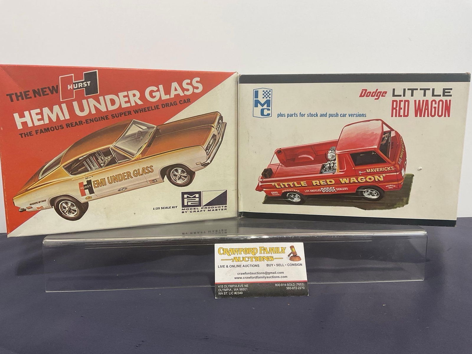 Pair of Model Car Kits, IMC & MPC, 1:25 Scale, Dodge Little Red Wagon & Hurst Hemi Under Glass (1 of 3)