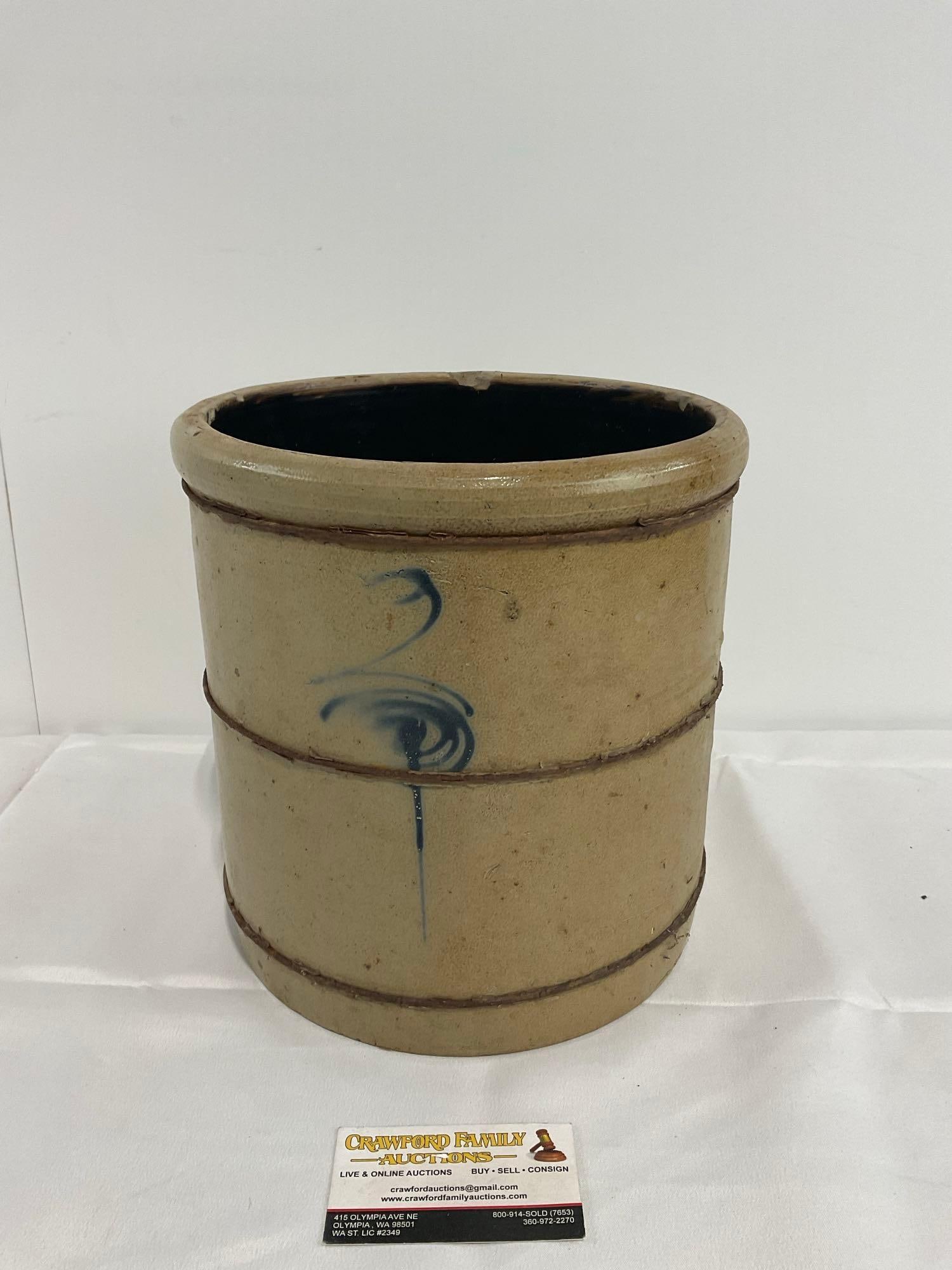 Antique 1880s Red Wing Stoneware Crock, 3 Gallon Crock, Iron Wire Banded, 10 inches: Appears to be in good shape. The piece measures approx 10h x 10w x 10d inches. See pics. E-4200
