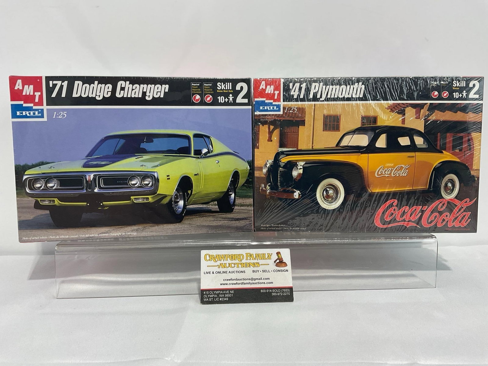Pair of Sealed Model Car Kits, 1:25 Scale, AMT 1971 Dodge Charger & 1941 Plymouth (1 of 5)