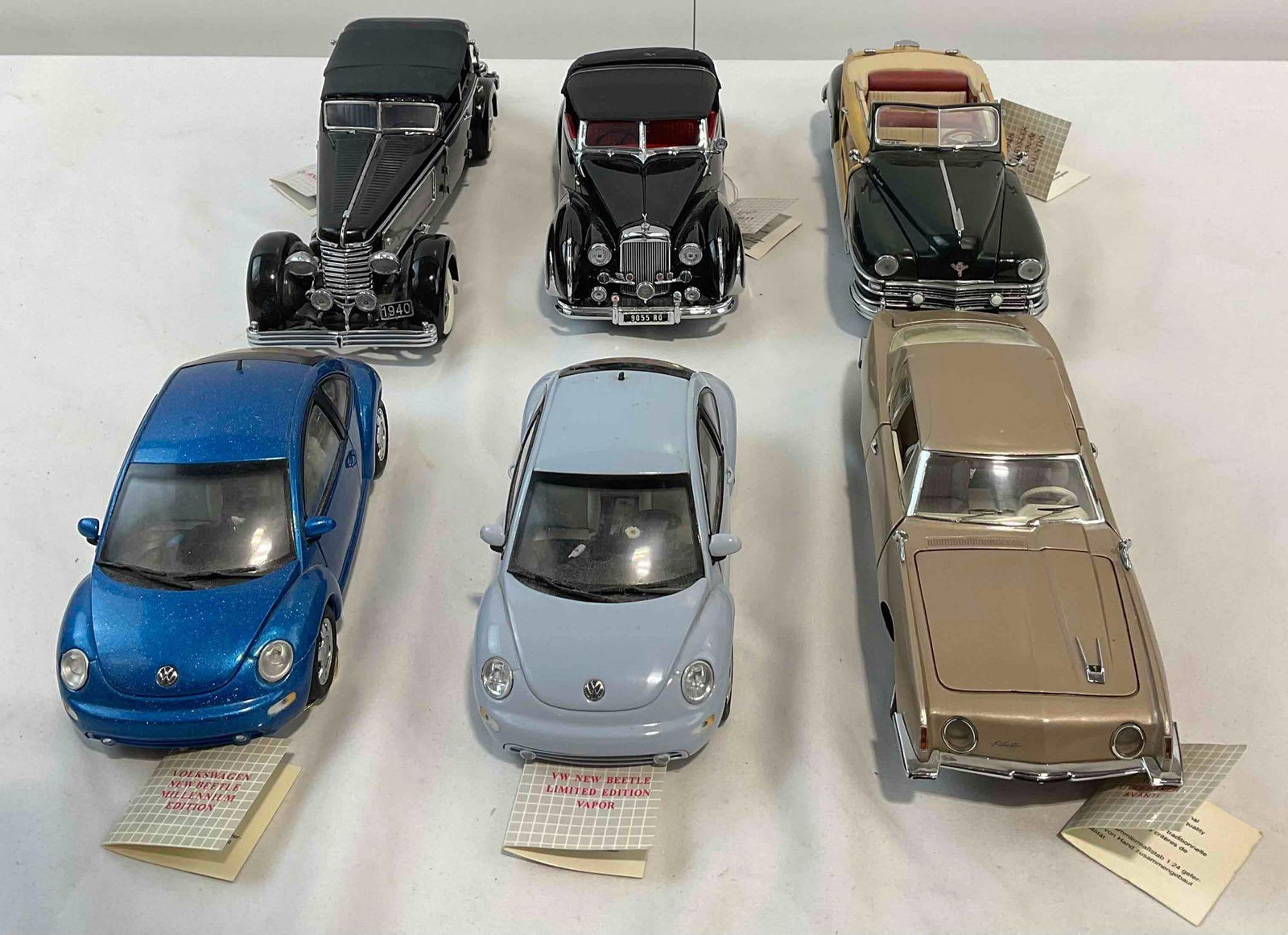 6 pcs Franklin Mint 1/24 Scale Model Cars, incl. 1947 Bentley & Ltd. Ed. VW Beetle. See pics. (1 of 10)