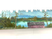 Large Handpainted Two Person Crosscut Saw, Misery Whip Signed W.P. Scholl, 70 x 12 inches