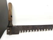 Antique Two-Person Crosscut Saw, two handles, misery whip 13h x 66.5w x 2.5d inches