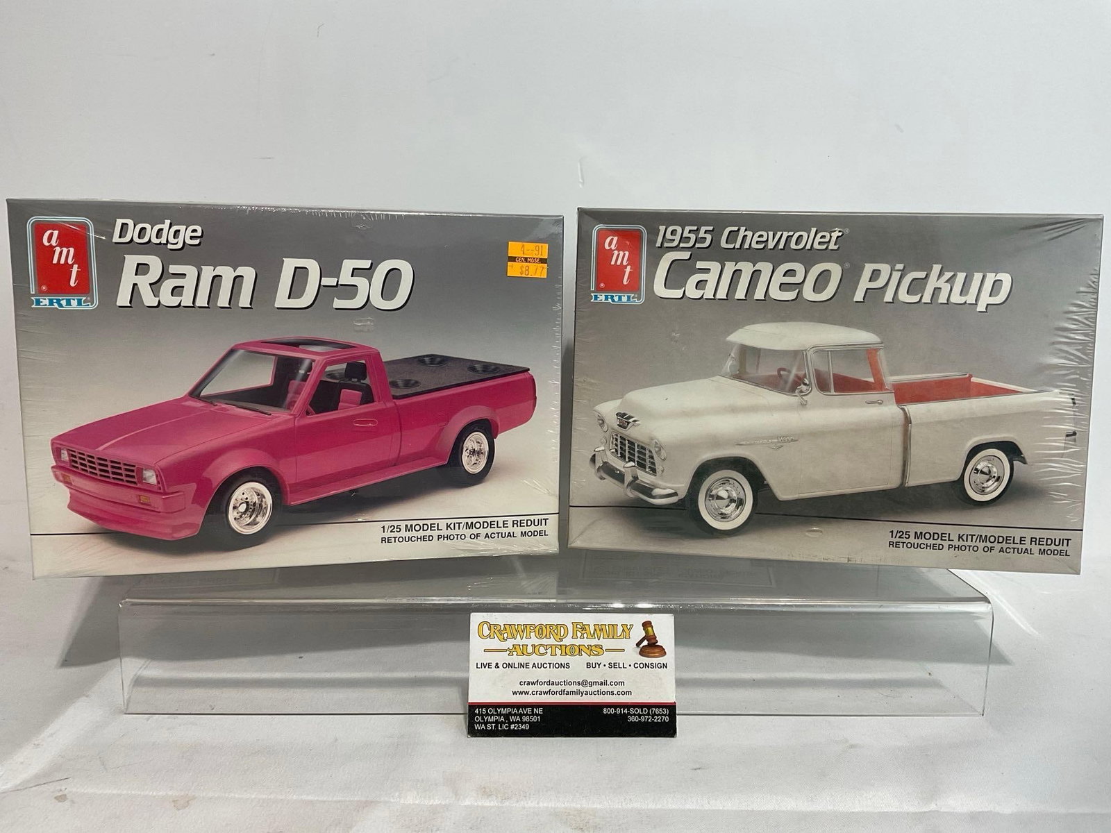 Pair of Sealed Model Kits, 1:25 Scale, AMT 1955 Chevy Cameo Pickup & Dodge Ram D-50 (1 of 5)