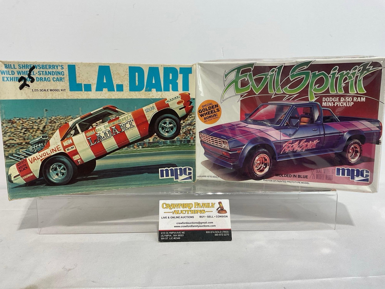 Pair of Model Kits, 1:25 Scale, MPC Bill Shrewberrys LA Dart Drag Car & Evil Spirit Dodge D-50 Tr... (1 of 6)