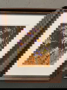 Framed Litho signed & #d 4/12, titled Wild Asters by Matthew Richter, 16.5h x 13.5w inches: Piece is titled, numbered, and signed on the lower margin. Appears to be in good shape. The outside dimensions measure approx 16.5h x 13.5w x 1.5d inches. See pics. E-4090