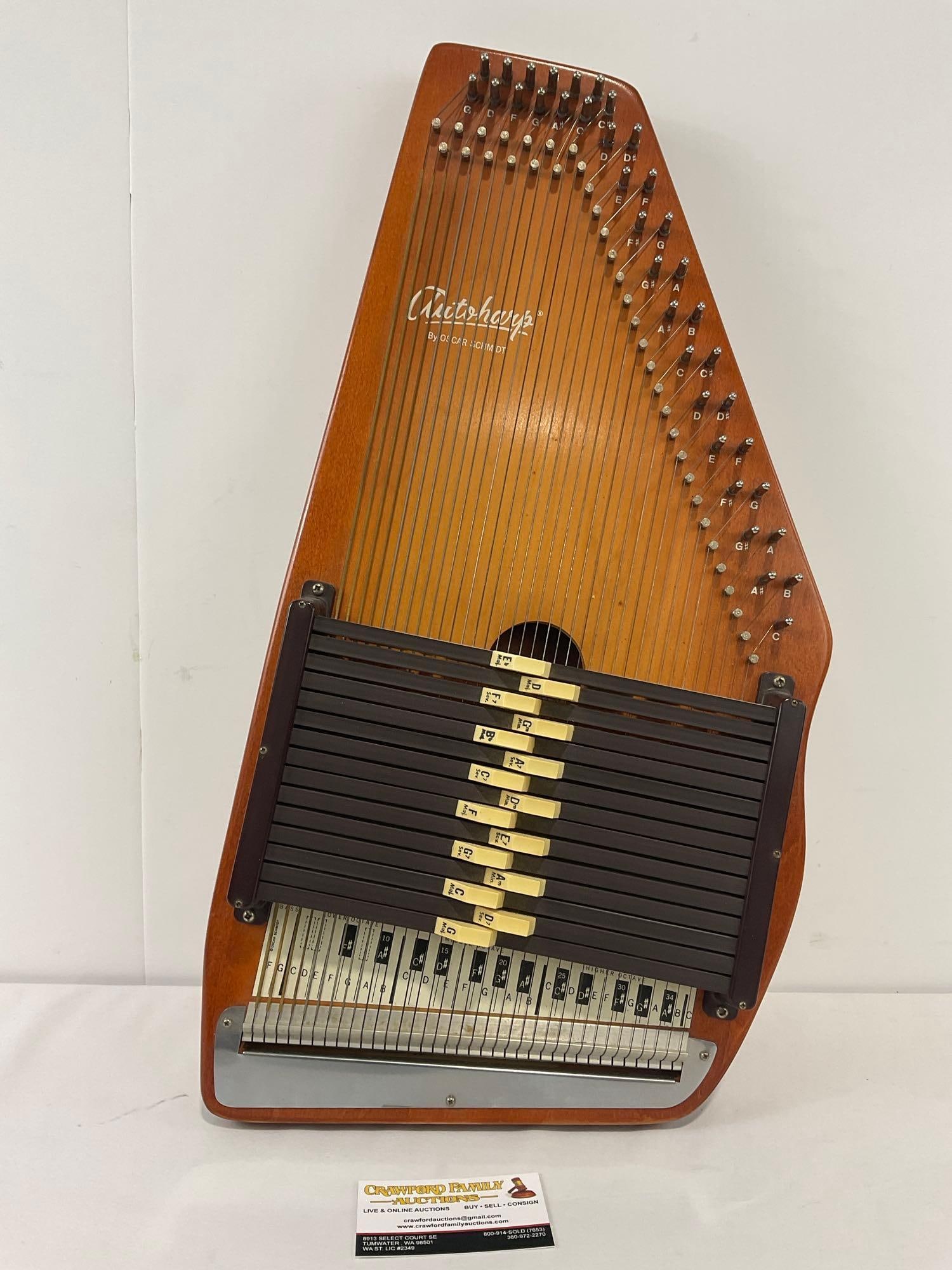 Vintage Autoharp by Oscar Schmidt, 1960s, 15 Chord, 36 string model, 23.5h x 12w inches (1 of 4)