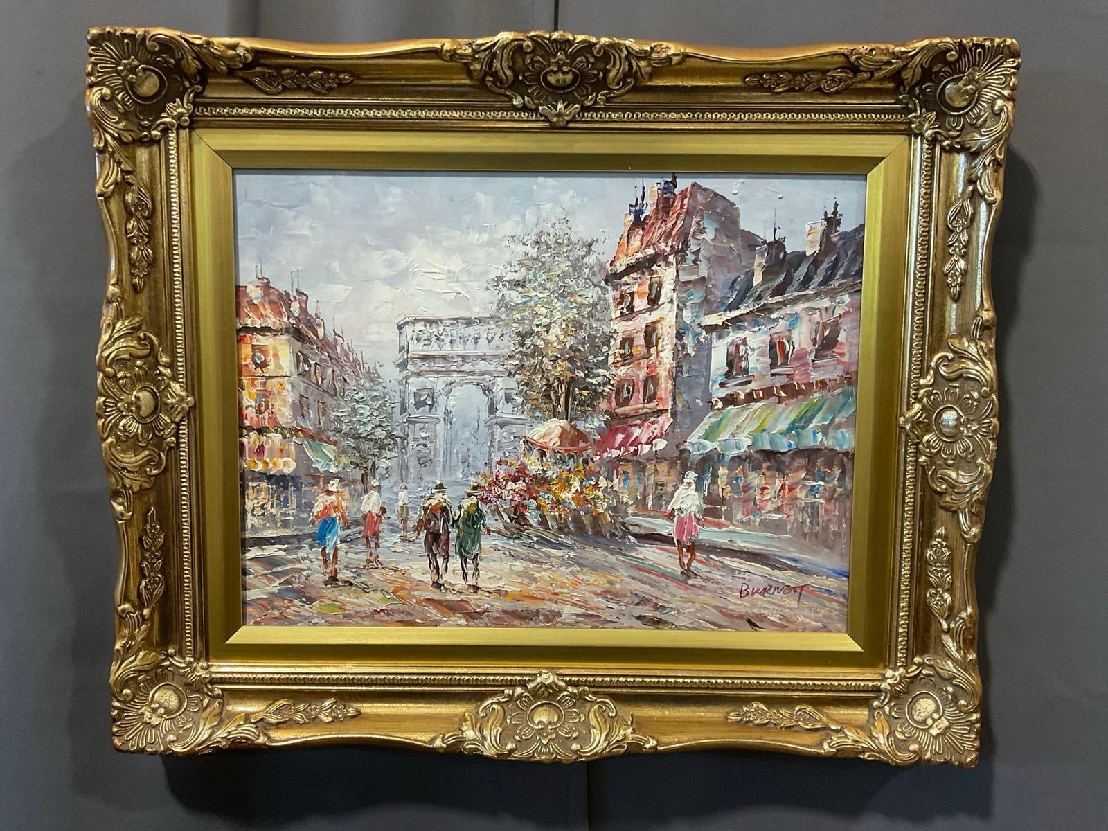 Signed Framed Oil on Canvas, Parisian Street, Arc De Triomphe by Caroline Burnett, 22h x 18w inches (1 of 6)