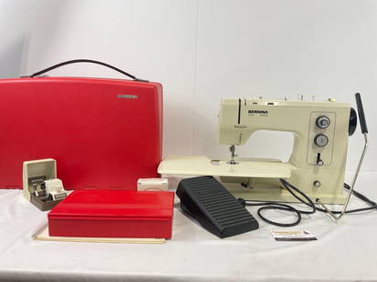 Vintage Bernina Sewing Machine 830 Record Electronic, w/ case, 14.5h x 20.5w x 10d inches: SN: 20183709. Appears to be in good shape. The piece is tested &amp; working. The case measures approx 14.5h x 20.5w x 10d inches. See pics. E-4310