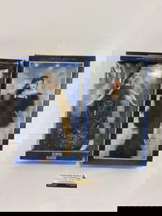 Pair of Barbies in original packaging, Evening Star Princess & Givenchy, sealed: Appears to be in good shape, the Evening Star barbie is missing the top piece of the box, the other seems to be still factory sealed. The packaging shows a bit of wear. The boxes together measures app