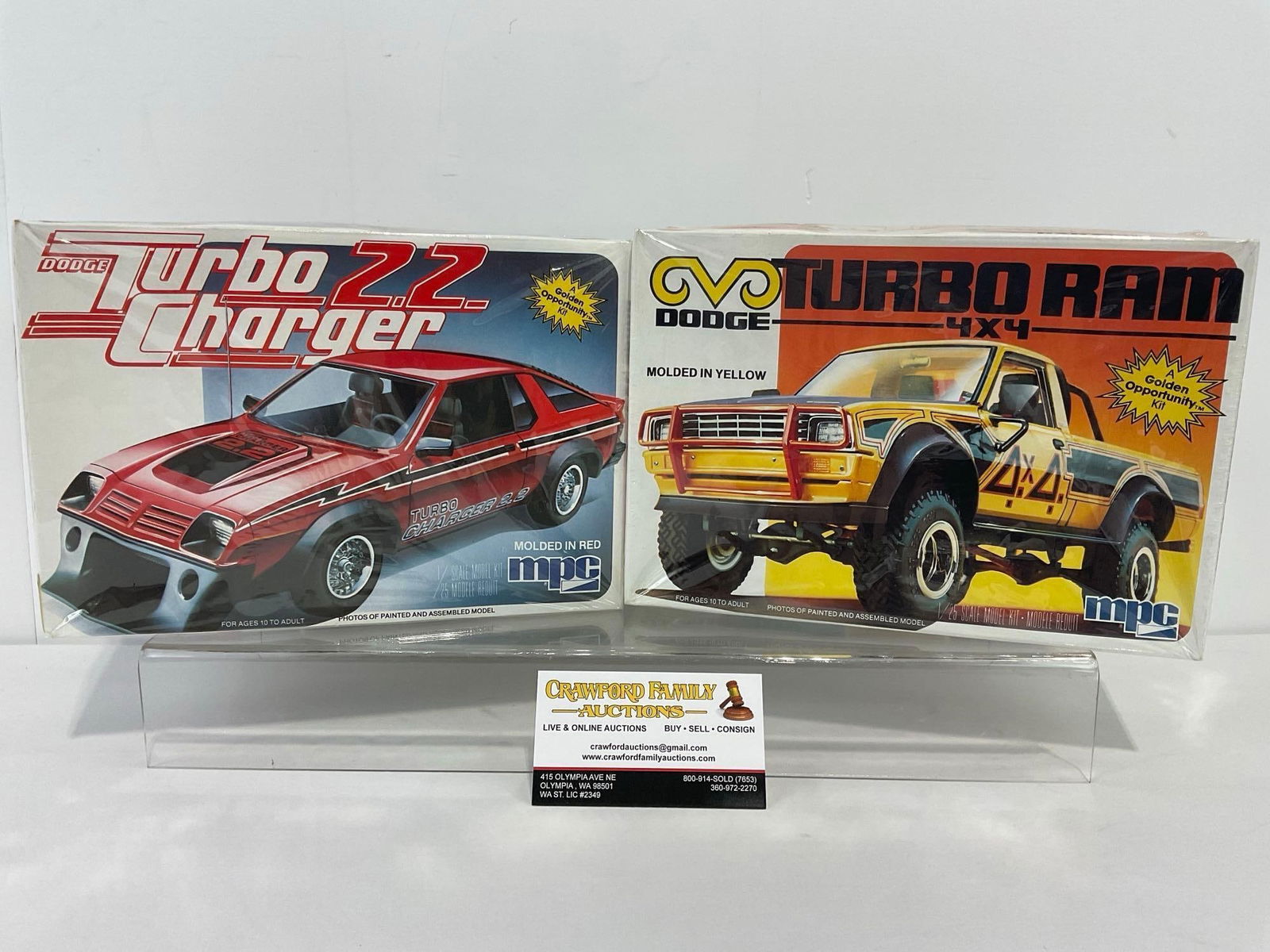 Pair of Sealed Car Model Kits, 1/25 Scale, MPC Dodge Turbo Charger 22 & Dodge 4x4 Turbo Ram (1 of 5)
