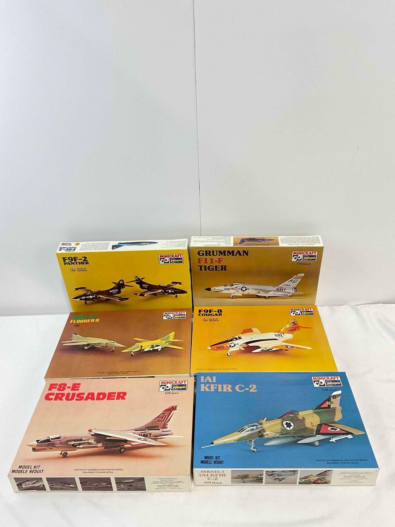 6 pcs Vintage Minicraft 1/72 Scale Airplane Model Kits incl. F8-E Crusader & More! See pics. (1 of 10)