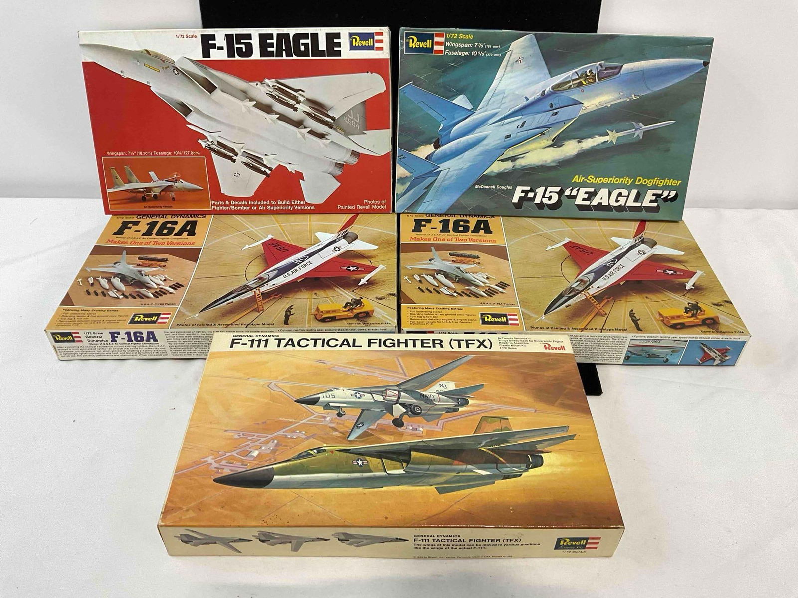 5 pcs Vintage Revell 1/72 Scale Airplane Model Kits incl. F-16A, F-15 Eagle & More! See pics. (1 of 7)