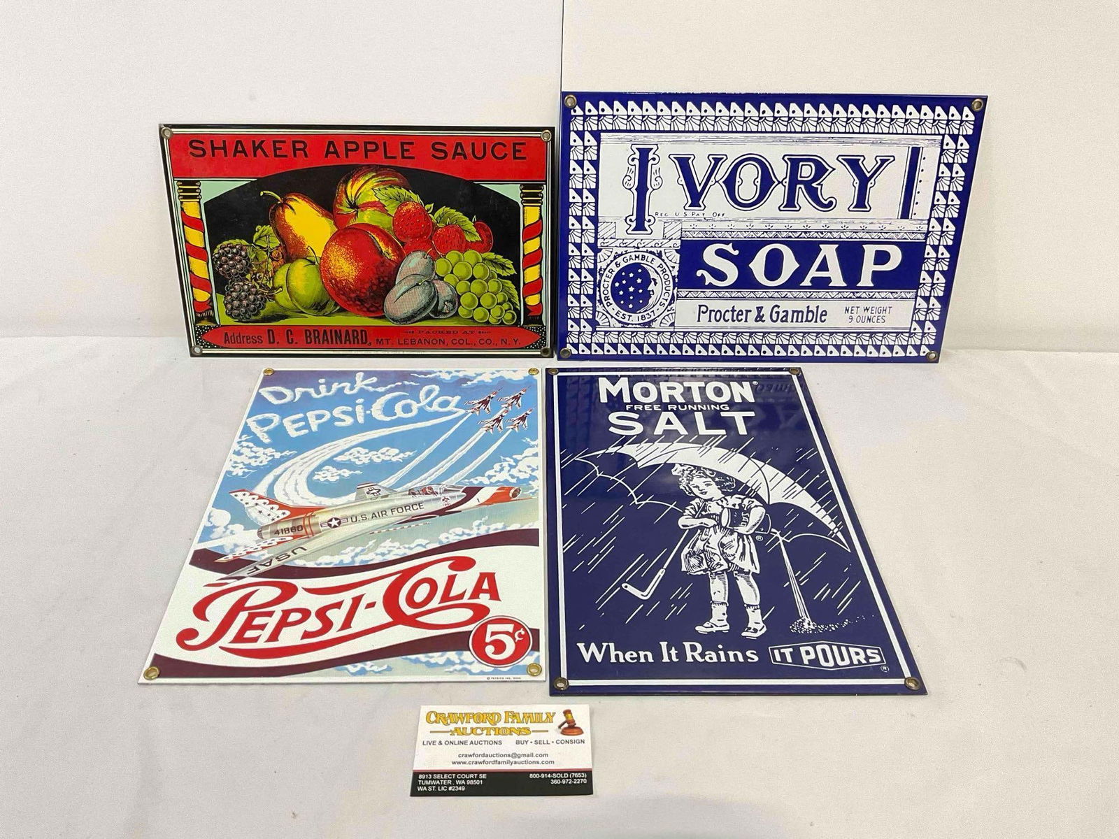 Vintage Enameled Product Advertisement Signs. Coca Cola, Ivory Soap, Morton's Salt & More. (1 of 7)