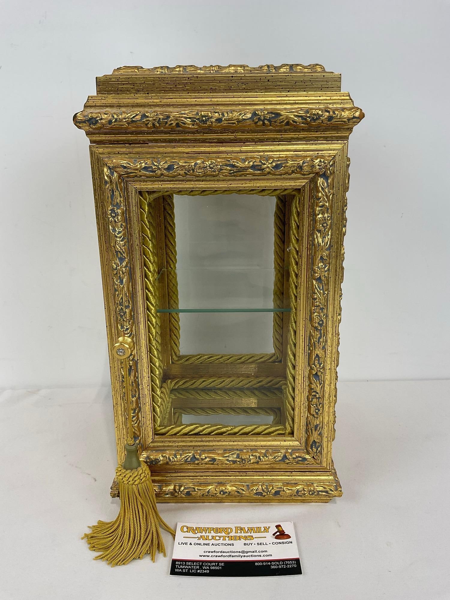 Gilt Wooden Frame Display Case Tabletop Curio, 13 inches tall, Creazioni Artistiche, Made in Italy (1 of 5)