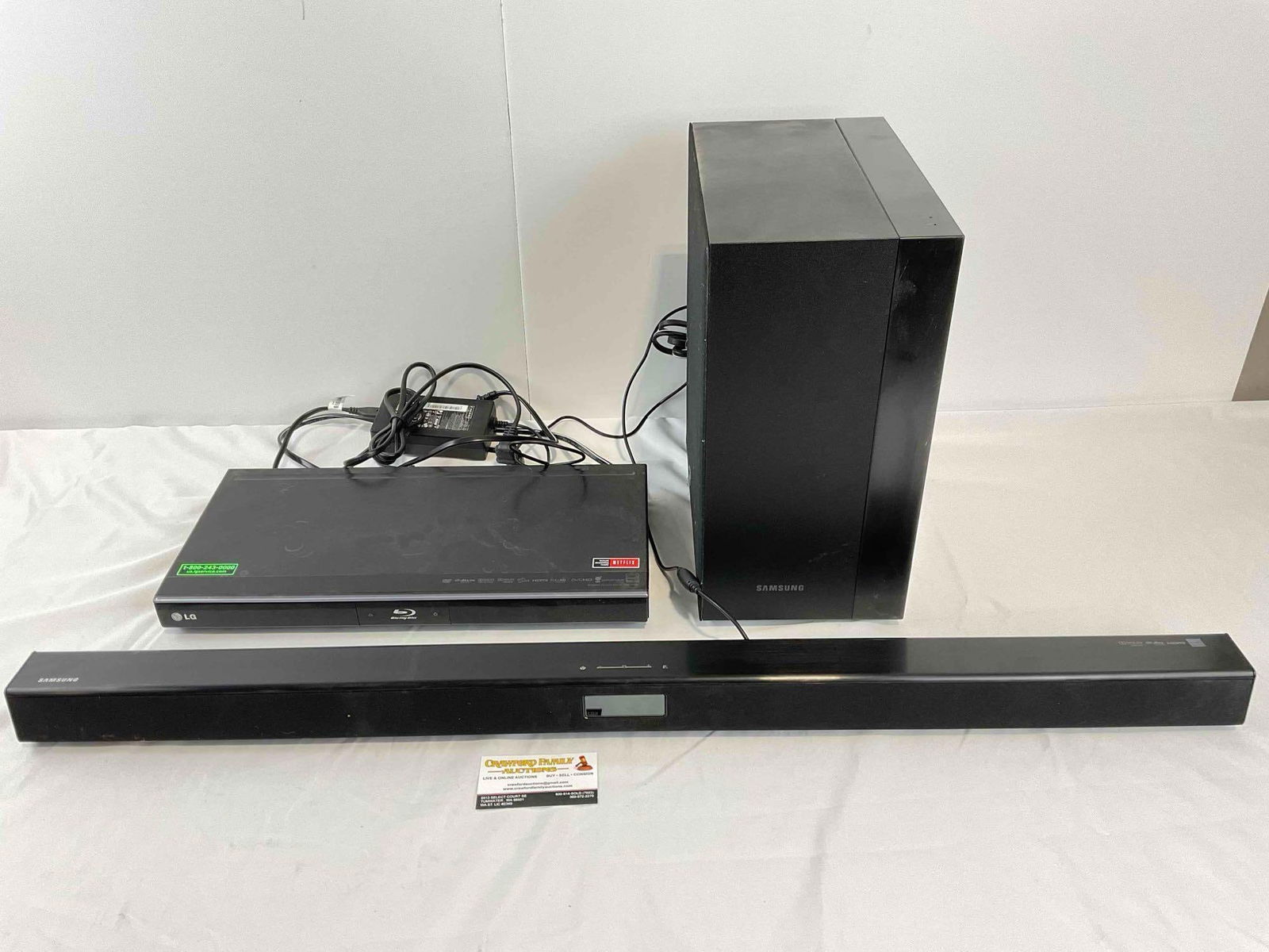 3 pcs A/V Equipment. 1x Samsung Sound Bar & 1x Speaker, 1x LG Blu-Ray Player. Tested, Work. (1 of 9)