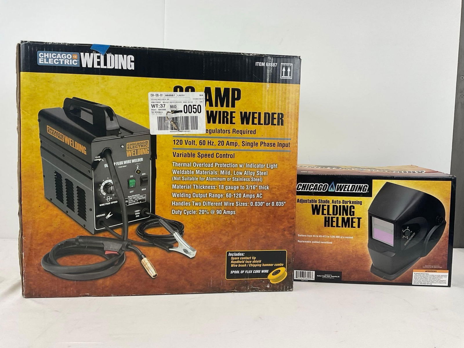 Chicago Electric Welding 90 Amp Flux Wire Welder & Welding Helmet New in Box (1 of 10)