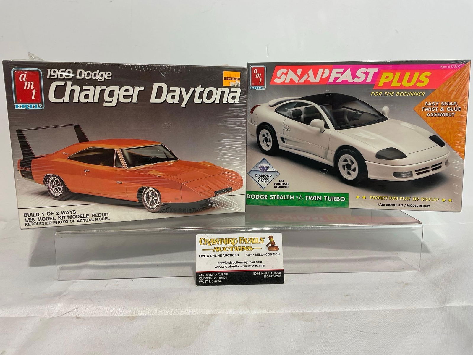 Pair of Sealed Model Kits, 1:25 Scale, AMT SnapFast Plus Dodge Stealth & 1969 Dodge Charger Daytona (1 of 5)