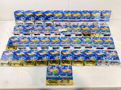 42 pcs NIP Hot Wheels 1:64 Scale Die Cast Model Cars. Very Good Condition. See pics.: 42 pcs NIP Hot Wheels 1:64 Scale Die Cast Model Cars. Very Good Condition. Minor shelf wear and yellowing, condition is otherwise very good. Fits in box measuring 12" x 18" x 5" DM-4050