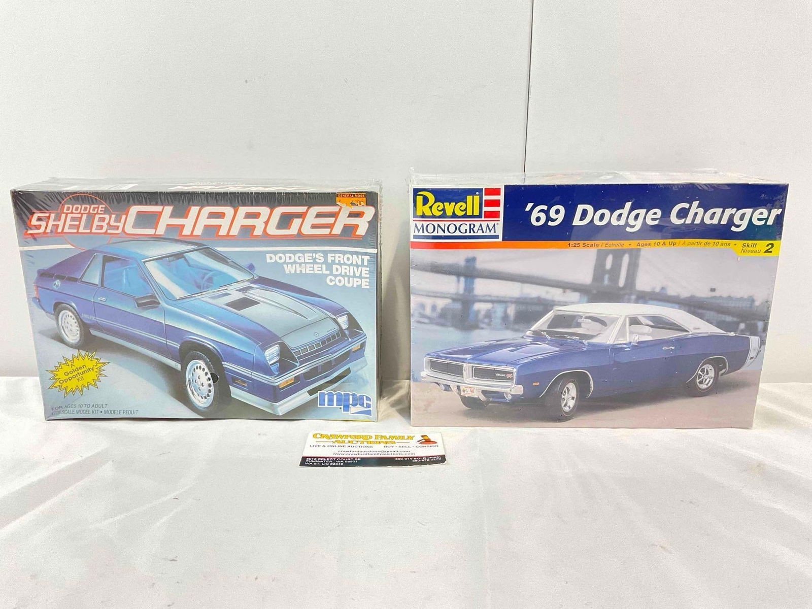 2 pcs Vintage NIP 1:25 Scale Model Car Kits from MPC & Revell. Excellent Condition. See pics.: 2 pcs Vintage NIP 1:25 Scale Model Car Kits from MPC & Revell. Excellent Condition. MPC Dodge Shelby Charger & Revell '69 Dodge Charger. Factory sealed! Measures 10" x 7" x 4" DM-4050