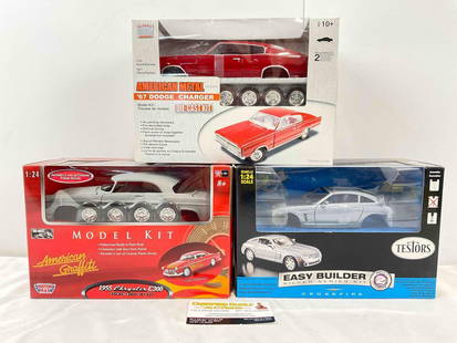 3 pcs NIB 1:24 Scale Model Car Kits from Motor Max, Testors & More! Excellent Condition.: 3 pcs NIB 1:24 Scale Model Car Kits from Motor Max American Graffiti 1955 Chrysler C300, Testors Chrysler Crossfire &amp; Classic Metal Works American Metal Collection 1967 Dodge Charger. Excellent Co
