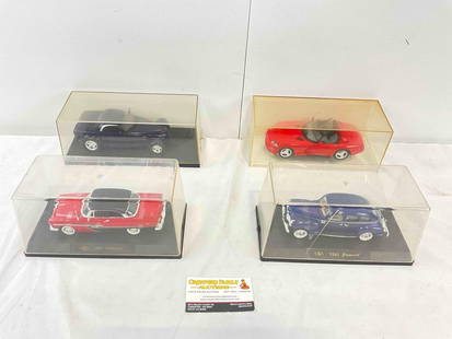 4 pcs Die Cast Model Cars in Acrylic Cases, Motor Max 1:24 Scale Chrysler Howler & More!: 4 pcs Die Cast Model Cars in Acrylic Cases, Motor Max 1:24 Scale Chrysler Howler &amp; More! 2x Signature Collection? 1941 &amp; 1956 Plymouths, unsure of scale. 1:24 1996 Dodge Intrepid Viper RT 10.