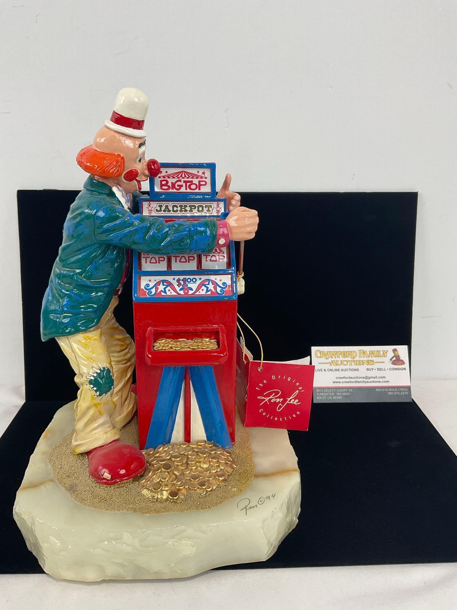 1994 Signed & Numbered 447/1250 Ron Lee Clown Statue, Green Onyx Base, L-355 Love Ya, Baby (1 of 4)