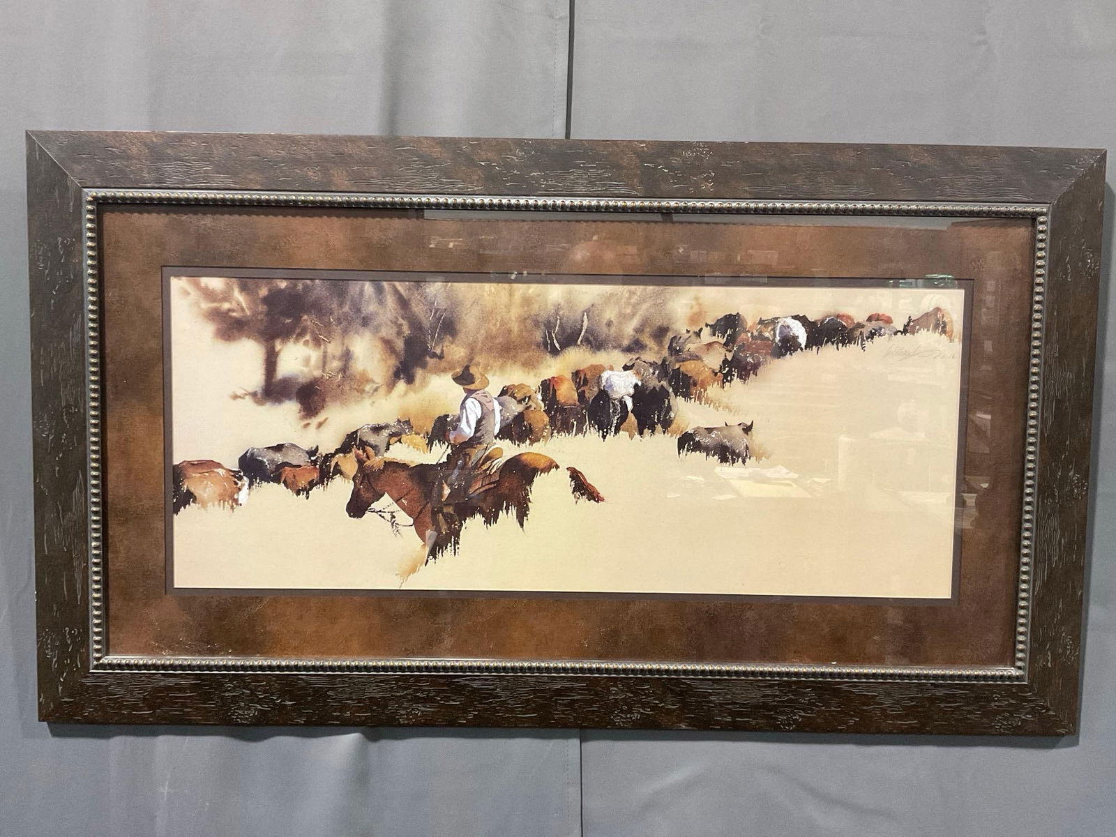 Framed Western Art Print titled Heading Up French Glen by William Matthews, 26h x 46w inches (1 of 7)