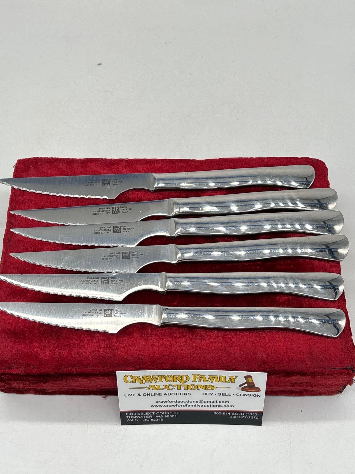 Set of 6 High quality Stainless Zwilling J.A. Henckels Steak knives like new condition made in sp... (1 of 2)