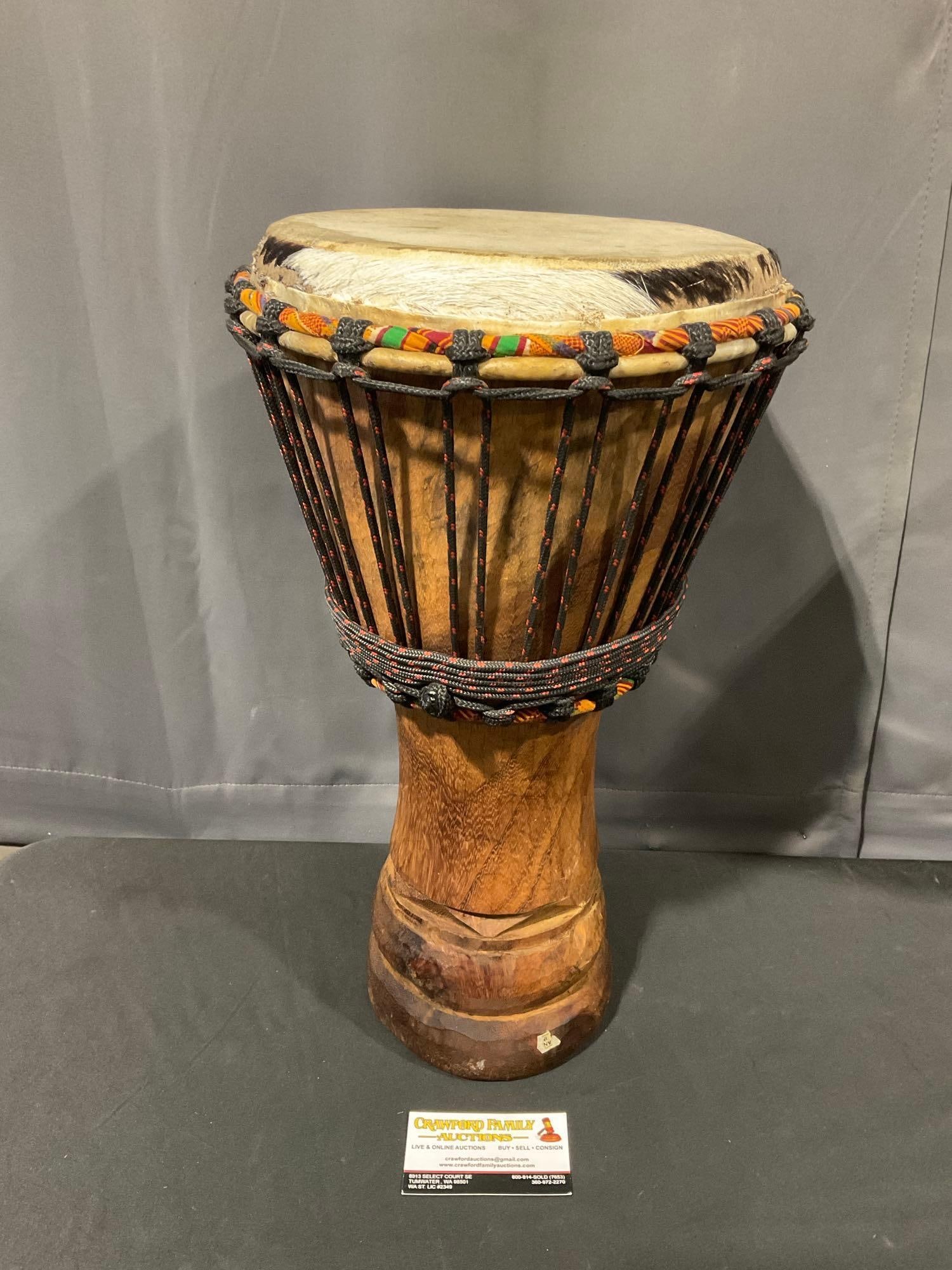 Vintage Handcrafted African Djembe Drum, Leather Cowhide Drum Head, 11 inch diameter (1 of 4)
