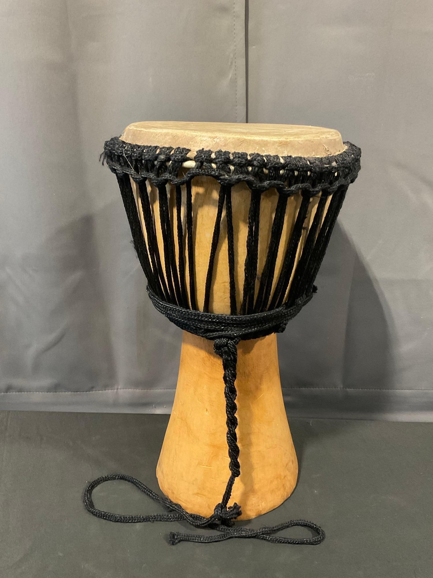 Vintage Handcrafted African Djembe Drum, Leather Hide Drum Head, 11 inch diameter, nice sound (1 of 5)