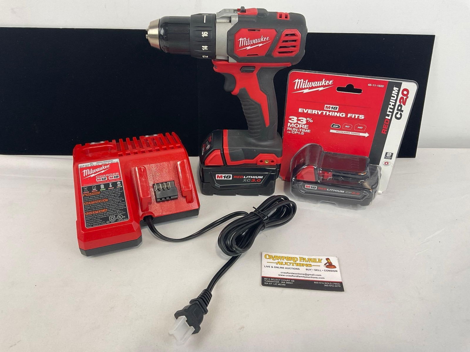 Milwaukee M18 Drill w/ XC3.0 Battery & Charger, w/ NIB CP20 Battery (1 of 4)