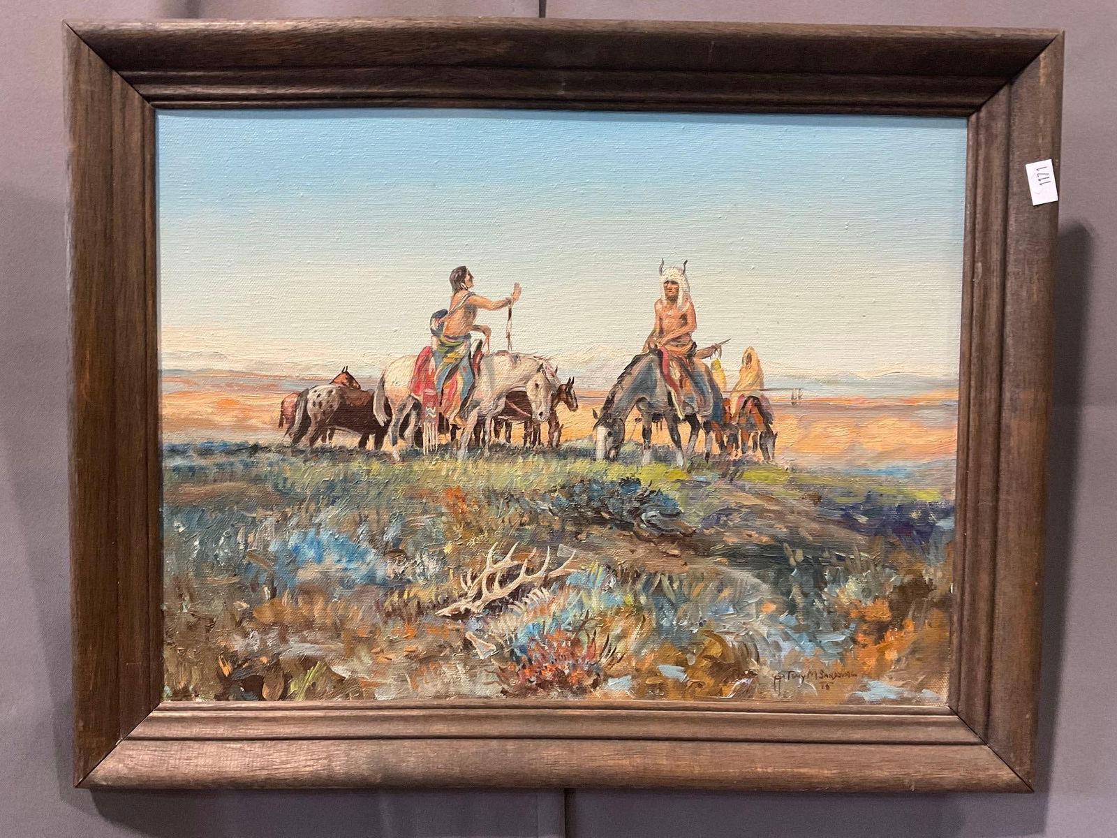Framed Signed Oil on Board, Native American Scene by Tony M Sandoval, 1975 Navajo artist, 15 x 19... (1 of 5)