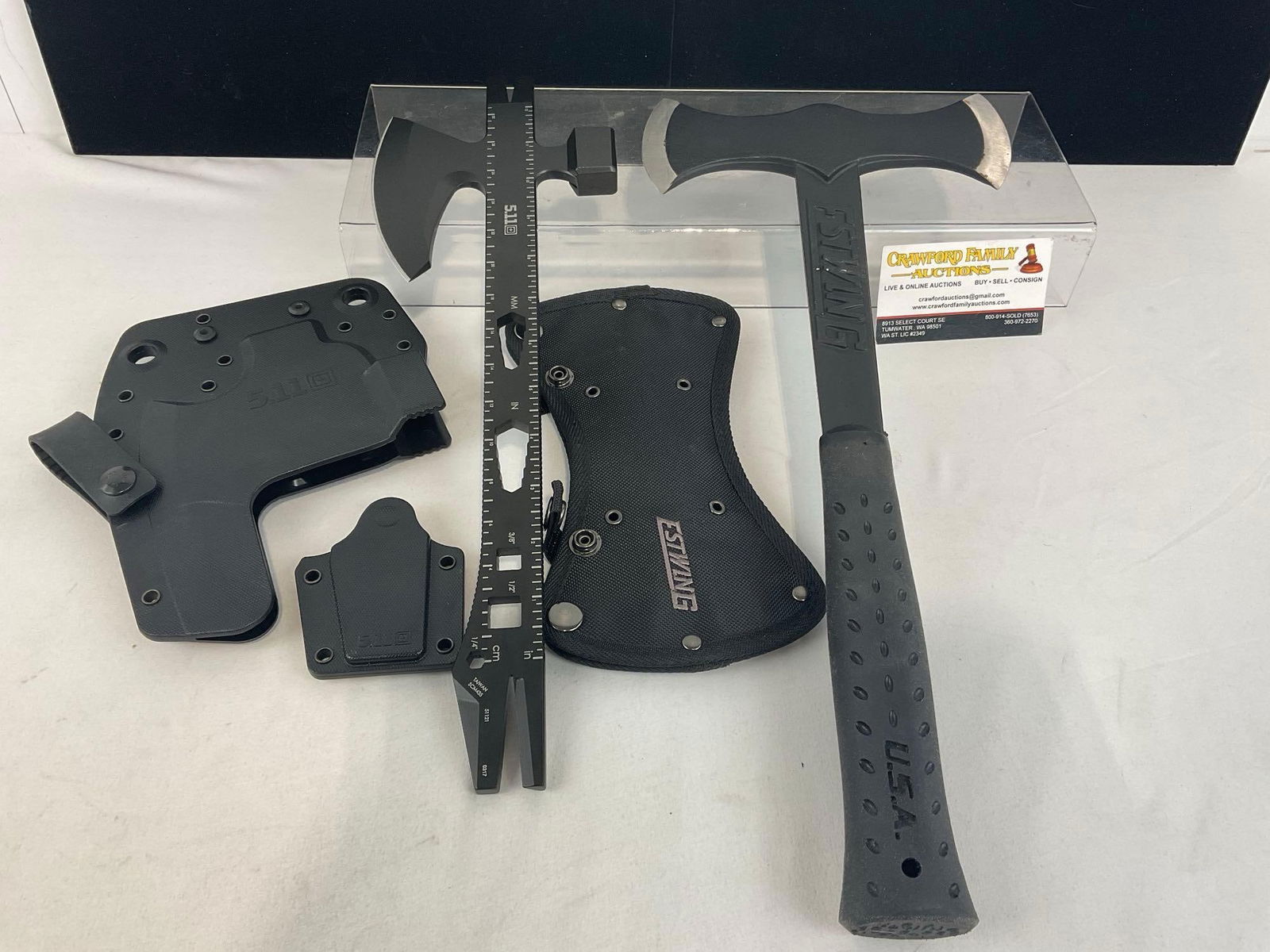 Operator 5.11 Tactical Axe w/ Polymer Sheath, & Double Bit Black Eagle Estwing Axe (1 of 3)