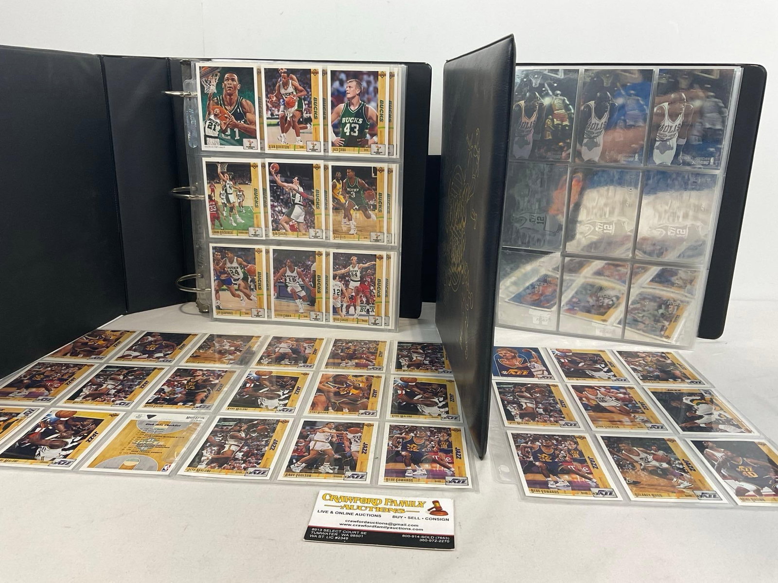 Pair of 1990s Upper Deck Basketball Card Albums, w/ 3 pages of Holos, various teams (1 of 7)