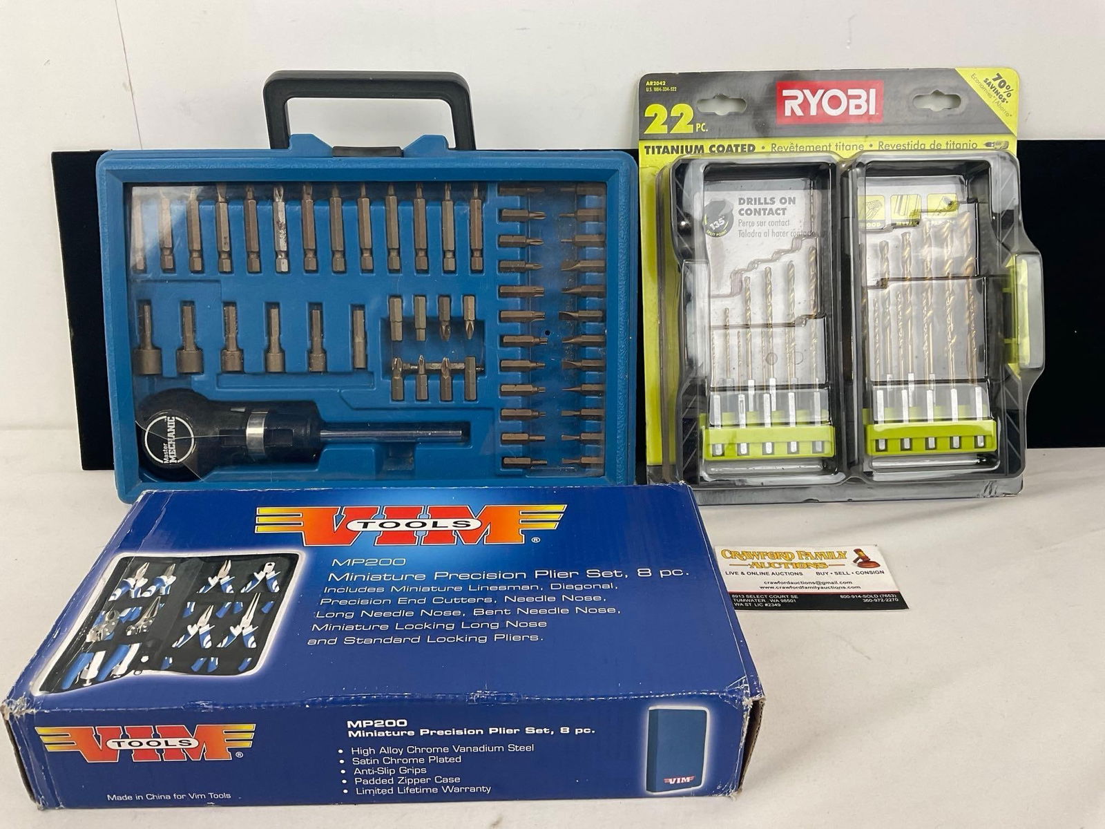 Vim Tools Plier Set, Master Mechanic Driver Set & Ryobi Drill Bit Set all NIB (1 of 5)