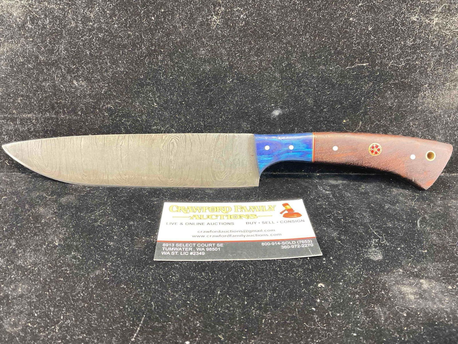 Handmade Damascus Steel 7" Chef's Knife w/ 2-Toned Wood Handle. Excellent Cond. See pics. (1 of 6)